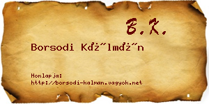 Borsodi Kálmán névjegykártya